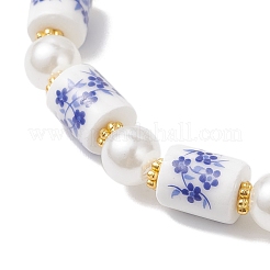 Printed Handmade Porcelain & ABS Plastic Imitation Pearl Beads Stretch Bracelets&nbsp;BJEW-JB12699