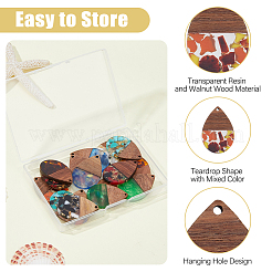 16Pcs 8 Colors Transparent Resin & Walnut Wood Big Pendants&nbsp;RESI-HS0001-01B