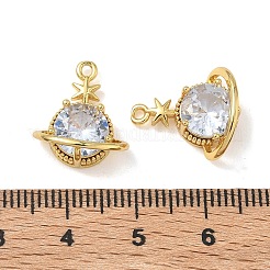 Brass Micro Pave Clear Cubic Zirconia Pendants&nbsp;FIND-H068-02G