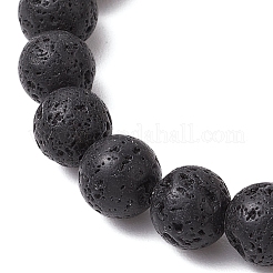 Charka Theme Natural Lava Rock Round Beaded Stretch Bracelets&nbsp;BJEW-JB11136