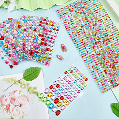 8Pcs 7 Styles Acrylic Rhinestone Self-Adhesive Stickers&nbsp;STIC-SP0001-11