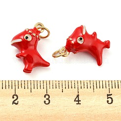 Dinosaur Rack Plating Brass Enamel Pendants&nbsp;KK-Q804-11G