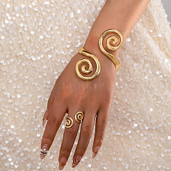 Spiral Alloy Cuff Bangle & Cuff Rings Sets&nbsp;FS-WG54C48-01