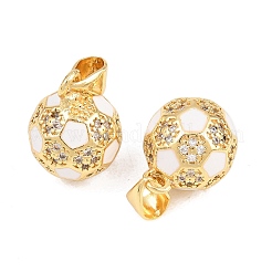 Sports Theme Brass Micro Pave Clear Cubic Zirconia Pendants&nbsp;KK-D232-22G-03