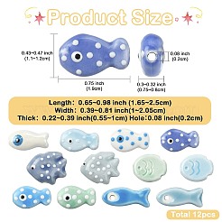 12Pcs 12 Styles Handmade Porcelain Beads&nbsp;PORC-FS0001-63