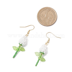 Stainless Steel Glass Flower Dangle Earrings&nbsp;EJEW-MZ00574-05