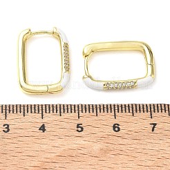 Brass Micro Pave Cubic Zirconia Hoop Earrings&nbsp;KK-CBA98BA-01G-D
