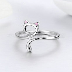 Adjustable 925 Sterling Silver Enamel Finger Cuff Rings&nbsp;RJEW-FF0007-19AS