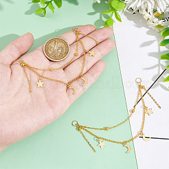 50Pcs Star & Moon Stainless Steel Charms Shoe Chain&nbsp;AJEW-PH01579