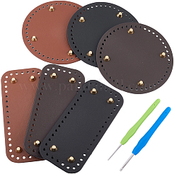 6Pcs 6 Styles Rectangle and Round PU Leather Knitting Crochet Bags Nail Bottom Shaper Pad&nbsp;DIY-CL0002-18