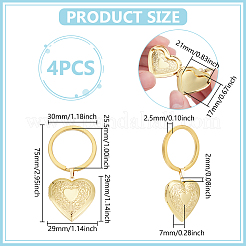 4Pcs Brass Heart Locket Keychain&nbsp;KEYC-UN00018