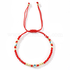 Bohemian Glass & Brass Beads Braided Bead Bracelets for Women&nbsp;BJ5189-3