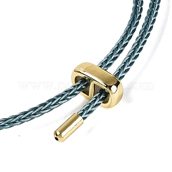 Natural Jadeite Adjustable Cowhide Leather Cord Slider Bracelets with Brass Slider Beads&nbsp;BJEW-N041-06A