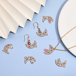 40Pcs 5 Colors Moon Alloy Enamel Connector Charms&nbsp;ENAM-CA0001-55