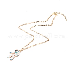 Alloy Enamel Astronaut Pendant Necklaces&nbsp;NJEW-JN03622-02