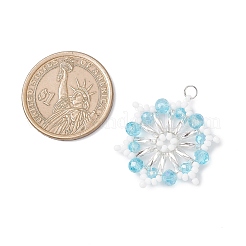 3Pcs Glass Seed Beaded Snowflake Pendants&nbsp;PALLOY-MZ01080