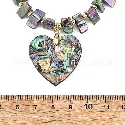 Natural Paua Shell Heart Pendant Electroplated Natural Freshwater Shell Beaded Necklaces&nbsp;NJEW-JN06325