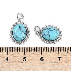 Synthetic Turquoise Oval Pendants&nbsp;KK-U043-46P-B