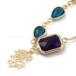 Faceted Rectangle & Teardrop Glass Pendant Necklaces&nbsp;NJEW-R263-22G