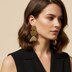 Iron Textured Stud Dangle Earrings for Women&nbsp;WG6918F-01