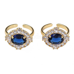Cubic Zirconia Oval Open Cuff Ring&nbsp;RJEW-N035-129A