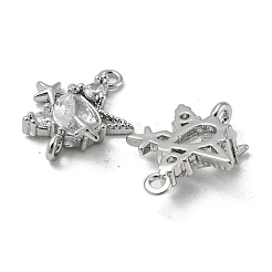 Brass Pave Clear Cubic Zirconia Connector Charms&nbsp;KK-H460-19P