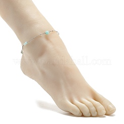 Natural Dyed White Jade & Malaysia Jade Anklets for Women&nbsp;AJEW-AN00476-01
