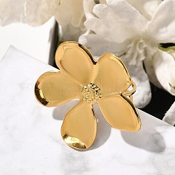 Flower 304 Stainless Steel Open Cuff Ring for Women&nbsp;RJEW-R006-03G-02