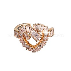 Brass Pave Clear Cubic Zirconia Cuff Open Rings&nbsp;WG323FC-01
