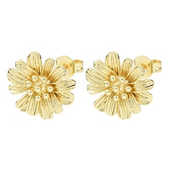 Valentine's Day Flower Brass Stud Earrings&nbsp;EJEW-D351-03G
