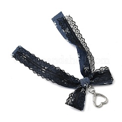 2Pcs 2 Colors Bowknot Polyester Lace Ribbon Pendant Decorations&nbsp;HJEW-JM04338