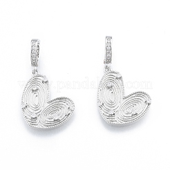 Brass Micro Pave CLear Cubic Zirconia Pendants&nbsp;KK-F841-06P