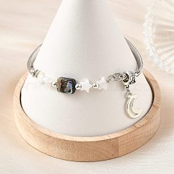 Natural Paua Shell & Star Freshwater Shell Link Bracelets&nbsp;BJEW-JB14326