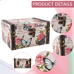 Vintage Butterlfy Printed Wooden Jewelry Boxes&nbsp;OBOX-WH20002-002AB
