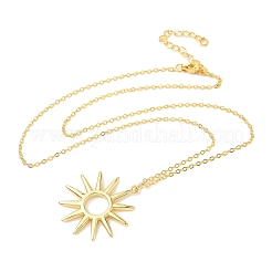 Brass Hollow Sun Pendant Necklaces for Women&nbsp;NJEW-S449-06G