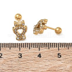 304 Stainless Steel Crystal Rhinestone Animal Cartilage Earrings&nbsp;SA-CBA1F7E-01G-10