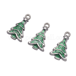 Medium Sea Green Christmas Tree Enamel Alloy Pendants&nbsp;X-EAP0307Y
