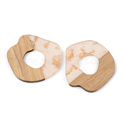 Transparent Resin & Walnut Wood Pendants&nbsp;RESI-S389-050A-B05