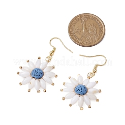 Natural Lava Rock Flower Dangle Earrings&nbsp;EJEW-TA00568-03