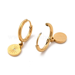 Crystal Rhinestone Flat Round with Star Dangle Stud Earrings&nbsp;EJEW-P219-21G