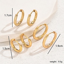 3 Pairs Minimalist 201 Stainless Steel Hoop Earring Sets&nbsp;XY1482