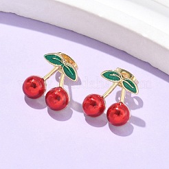 Brass Enamel Stud Earrings&nbsp;LS-EJEW-Q017-01A-G