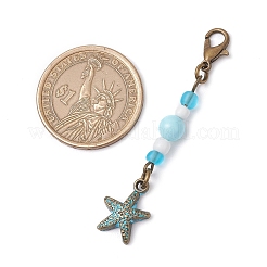 Ocean Theme Alloy Charm & Glass Beads Pendant Decorations&nbsp;HJEW-JM03158-02