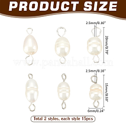 30Pcs 2 Styles Natural Cultured Freshwater Pearl Bead Links Connectors&nbsp;FIND-PH0021-35