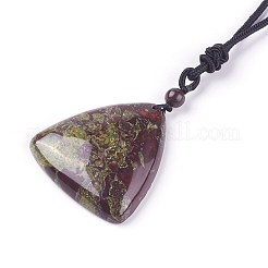 Adjustable Natural Indian Blood Stone Pendant Necklaces&nbsp;NJEW-A125-D03