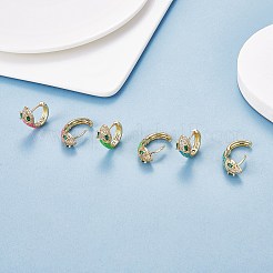 Cubic Zirconia Snake Hoop Earrings with Enamel&nbsp;EJEW-SZ0001-87B