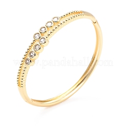 Clear Cubic Zirconia Flat Round Hinged Bangle&nbsp;BJEW-A123-24G