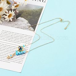 Alloy Enamel Hamsa Hand with Evil Eye Pendant Necklaces&nbsp;NJEW-JN03469