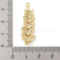 Rack Plating Brass Pave Clear Cubic Zirconia Leaf Links Connector Charms&nbsp;KK-P277-49G