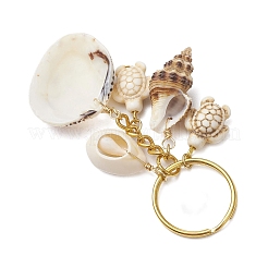 Ocean Style Natural Shell with Synthetic Turquoise Keychains&nbsp;KEYC-JKC01231-03